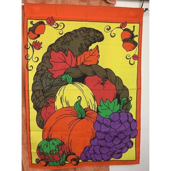 Thanksgiving Cornucopia Yard Flag 29 1/2 X 40 Garden Decor - Picture 2 of 2